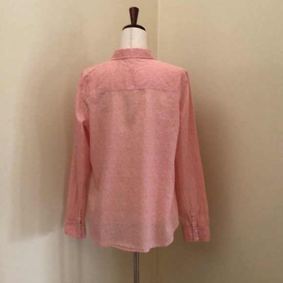 Halogen. Button down Long Sleeve Shirt. Orange and White Circle Pattern. Large. - Picture 5 of 11